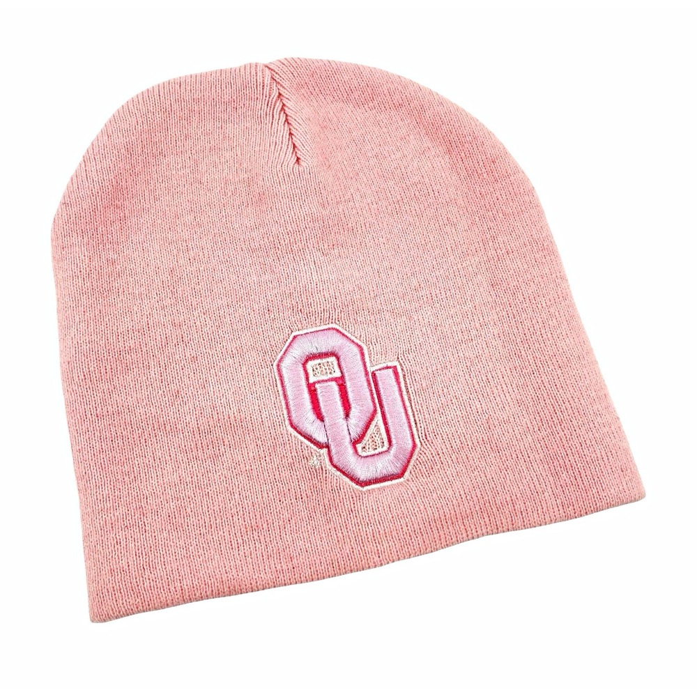 Oklahoma Sooners OU Pink Knit Beanie Hat One Size NCAA College Football